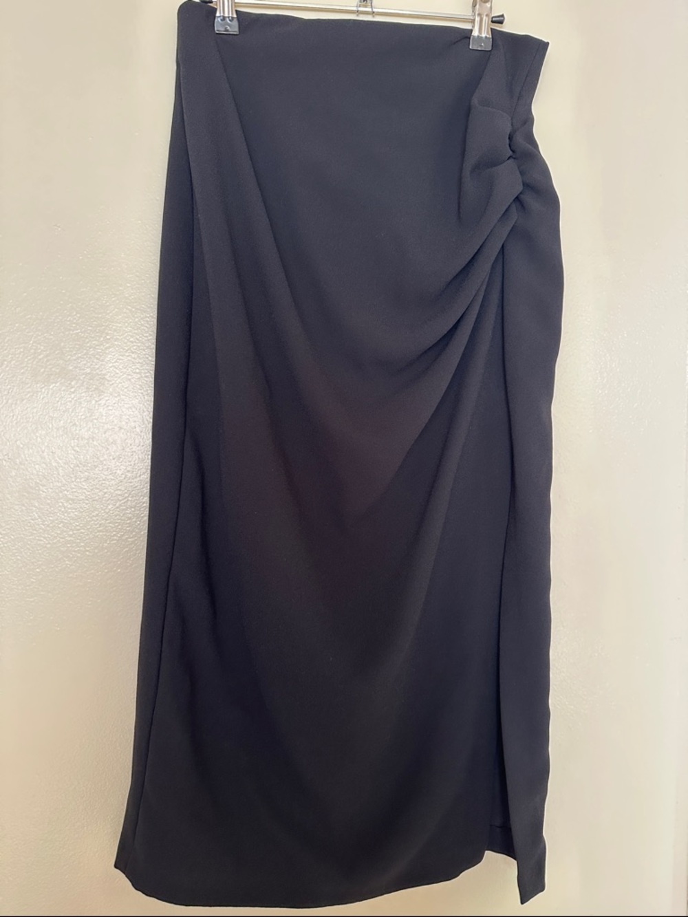 Zara Black Maxi Skirt With Side Drape